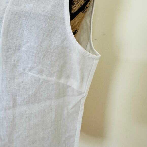 Cleopatra White Linen Embroidered Ivy Cropped Pants & Tank Top & Blause Size XL - Picture 11 of 16